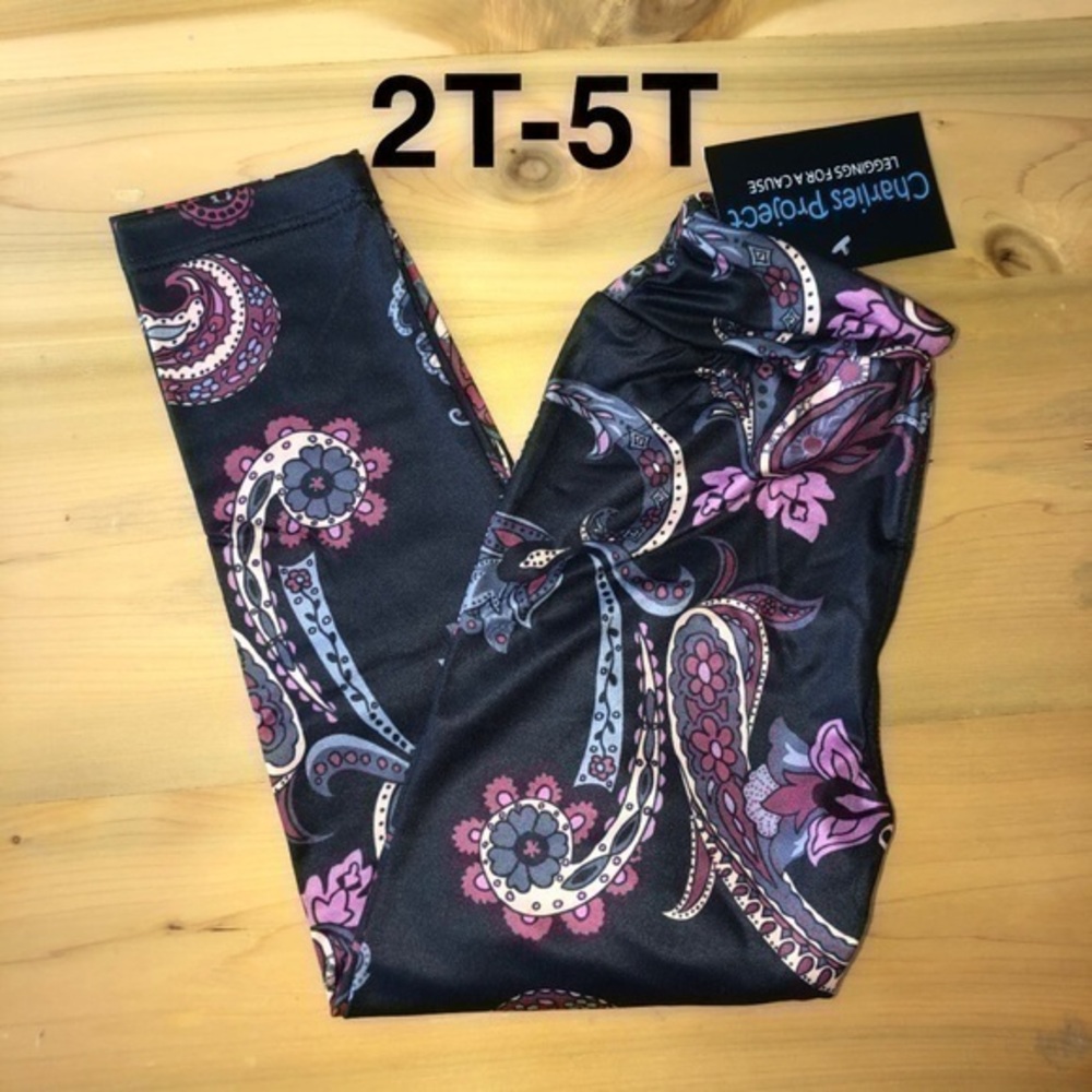Pink and Black Paisley Leggings S/M 2T-5